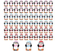 60pcs Mini Resin Penguin Figurines, Tiny Christmas Penguins with Santa Hat & Scarves Miniature Animals Figures for Winter Decorations Cake Toppers Micro Garden Christmas Party Favors DIY Craft
