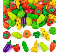 60PCS Mini Resin Vegetable Figurines Set 12 Styles Tiny Artificial Veggies for Cake Topper Miniature Landscape Garden Kitchen Tabletop Display
