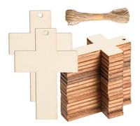60pcs Mini Unfinished Cross 1.4x2 Blank Cross Cutouts Hanging Ornaments Tags DIY Crafts, Church Decor