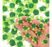 60PCS Miniature Turtles,Green Tiny Turtle Figurines,Mini Turtle Decor,Cute Miniature Sea Turtles Figurines,Tiny Ocean Tortoise Statues for Garden Fairy Micro Landscape Plant Cake Toppers DIY Crafts