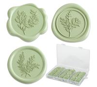 60Pcs Mint Green Wax Seal Stickers Set (3 Designs in 1 Pack) - Floral Botanical Adhesive Seals with Storage Box for Wedding Invitation Envelope Seal Stickers Gift Wrapping
