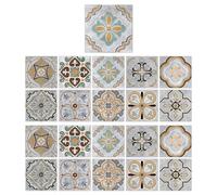 60PCS Moroccan Tile Stickers,Kitchen Bathroom Tile Stickers,Vintage Tile Stickers for Kitchen Bathroom,Vinyl Self Adhesive Wall,PVC Waterproof Oil Proof Stick on Tiles (Style 3)