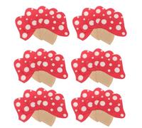 60pcs Mushroom Shaped Paper Napkins 2-ply Forest Theme Cocktail Size | Red Decorative Patterned Design, Forest Motifs and Gentle Hues, for Barbecue Parties and Holiday Events