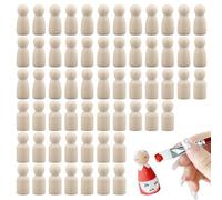 60pcs Natural Wooden Peg Dolls Wooden People Figures,Unfinished DIY Painting Dolls Kit,33mm Blank Peg Figures,Unpainted Blank Natural Doll,for Kids Art Projects,Wedding Decor