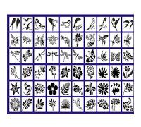 60Pcs Nature Drawing Painting Stencils, Bird Flower Butterfly Bee Leaves Stencils for Crafts, Reusable Stencil for Painting on Scrapbook, Wall, Furniture, Home Decor 7.6cm