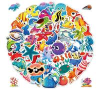 60PCS Ocean Animal Shark Stickers, Waterproof PVC Reusable Under The Sea Stickers for Windows, Refrigerators, School Projects, Party Favors