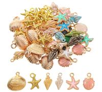 60Pcs Ocean Sea Animal Charms for Jewelry Making Starfish Seashell Conch
