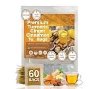 60PCS Organic Turmeric Ginger Cinnamon T/ea Bags,Ginger and Turmeric T/ea,Premium Hand-Made Blend of Turm/eric T/ea,Gin/ger Te/a Bags for Repairing Health,Natural Her/bal Te/a Ba/gs for Men and Women