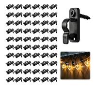 60pcs Outdoor Light Clips Weatherproof Light Hooks Black Outdoor Cable Clip Garden Command Hooks Hanging Outdoor String Light Clips for Balconies Patios Walls Potted Plants Fence Decoration