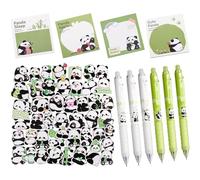 60PCS Panda Stationery Set HSYWSH-Panda Themed Stationery Set 200 Sheets Panda Sticky Note Set & 50PCS Panda Sticker & 6PCS Erasable Pens Black with Panda,Gifts for Office School Supplies (Green)