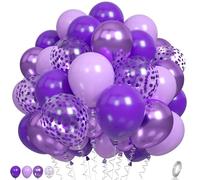 60pcs Pearl & Matte Purple Balloons - Lavender, Metallic & Pale Shades for Girls Birthday, Wedding, Baby Shower & Graduation Parties