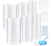 60Pcs Petri Dishes with Lids, 35mm 60mm 90mm Petri Dish with 3ml, 5ml Pipette Dropper, Clear Plastic Lab Culture Dishes for Laboratory School Biology Microbiology Science Project