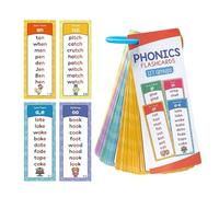 60Pcs Phonics Flash Cards, Sight Words Flash Cards, Double Sided Word Root Game Cards for English Learning, Learn to Read Educational Tool Covers 117 Phonics Groups Including Vowels and Blends