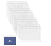 60PCS Plastic Card Holder, Clear Horizontal Name Tag Badge ID Card Holders for Lanyards Waterproof Transparent Pocket Holder Double Sided Badge Holders for Office School