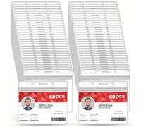 60PCS Plastic Card Holder, ID Card Holders,Waterproof Name Tag ID Badge Holders for Multiple Cards