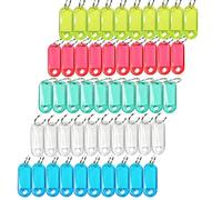 60Pcs Plastic Key Tags ID Tags Tag Key Identifier with Split Ring Label Window (5 Colors)