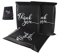 60pcs Plastic Mailing Postal Bag 12 x 16 Inch (300 x 400mm), Retail Bags Premium Texture with “Thank You” - Self Seal Postage Bags Packaging Sacks Envelopes Mailers - Black