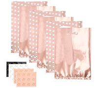 60Pcs Plastic Party Bags, Rose Gold Dot Goodie Bags Treat Bags with 60 “Thank You” Stickers, Birthday Party Bags Party Favour Bags for Birthday, Wedding, Bridal Shower