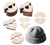 60pcs Pom Poms Buttons for Hats, 2 Styles Handmade Wooden Buttons Removable Hat Button Faux Fur Pom Fastener Holder for Beanies Knitting DIY Craft Decor (Round & Heart Shape)