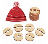 60pcs Pom Poms Buttons for Hats, Wooden Handmade Buttons Removable Love Button Crafts Faux Fur Pom Pom Fastener Holder Sewing Clothing Accessories for Beanies, Knitting, Crochet