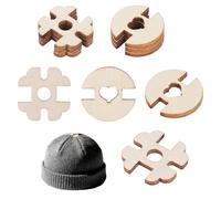 60pcs Pompoms Buttons for Hats, 2 Styles Fur Pom Poms Buttons Handmade Wooden Sewing Clothing Accessories for Crochet Beanies Knitting DIY Craft Decor