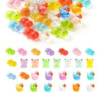 60Pcs Pond Mini Resin Animals Glow in The Dark Tiny Turtles Ducks Frogs Resin Figures Small Mixed Animal Figures for Fairy Garden Miniature Landscape