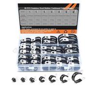 60Pcs Practical Rubber Insulated Metal Clamps for Tube and Wire Secure Mounting Includes Multiple Screws with Nut Automotive Pipe Clamps