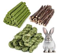 60PCS Rabbit Chew Toys Guinea Pig Chew Toys for Teeth,Natural Apple Sticks Timothy Hay Sticks Boredom Breaker Accessories for Rabbits, Chinchillas, Guinea Pigs, Hamsters, Gerbils, Rats,Bunny