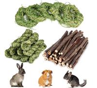 60PCS Rabbit Chew Toys Guinea Pig Chew Toys Set,Natural Apple Sticks Timothy Hay Sticks Boredom Breaker Accessories for Rabbits, Chinchillas, Guinea Pigs, Hamsters, Gerbils, Rats,Bunny