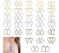 60PCS Resin Jewellery Making Kit, Geometric Hollow Craft Bezels, Open Back Bezels, Bezel for Resin Jewellery Making, Zinc Alloy Bezel Free Kit for Makings Pendants, Bracelets, Resins Jewelry, DIY