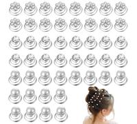 60PCS Rhinestone Crystal Twisters Set, Silver Coil Pearl White Flower Diamond Design Fairy Hair Tinsel Kit for Girls & Women, Mini Bobby Pins for Wedding, Bridal, Party & Special Occasion (3 Style)
