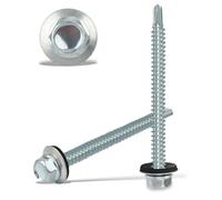 60PCS Roofing Screws with Rubber Washers 6.3x75mm Hex Head Self Tapping Screws Tech Screw for Metal Zinc Plated Corrugated Roofing Cladding Steel Screw for Tin Roof