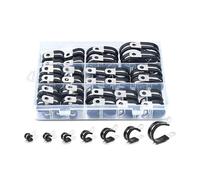 60PCS Rubber Lined p Clips, Tube Holder Fastener, Marine Grade Stainless Steel Rubber Cushioned Insulated Pipe Cable Clamp, Metal Clamp for Tube Pipe Hose Cable Wire Cord Installation