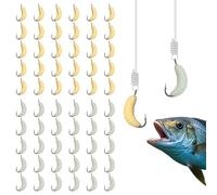 60pcs Rubber Maggot Fishing Lures with Hooks - 30pcs Regular + 30pcs Luminous Glow Worms, 22mm Artificial Baits for Trout, Sunfish, Bluegill, Carp & Freshwater Fishing, Soft Bait Bulk Set