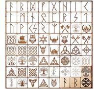 60pcs Runes Stencils for Painting on Wood Burning Patterns Tree of Life Stencils Nature Stencil Tree Paint Template on Art Craft Canvas Wall Fabric Rock (60runes)