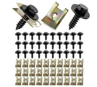 60PCS Screw and Nut Clip Kit 30 Auto Body Fender Screws and 30 Bumper Guard Plate Fixing Bolts U Type Fastener Clip with Hex Head Self Tapping Screw for Car Wheel Arch Cover Undertray