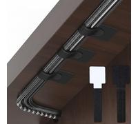 60PCS Self Adhesive Cable Tidy Clips Straps, 3 X 9 cm Cable Management Under Desk, Adjustable & Reusable Wire Tidy for Cables, TV PC Laptop Ethernet Desktop, Black, Small