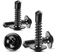 60Pcs Self-Drilling Screws, Stainless Steel Black Zinc Rust-Proof Phillips Flat Head for Home Renovation, Furniture Assembly & Construction(M4.2x19mm)