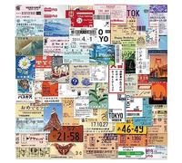 60pcs/set Japanese Postcard Ticket Style Stamp Sticker Stationery Travel Diary Luggage Waterproof Helmet Stickers