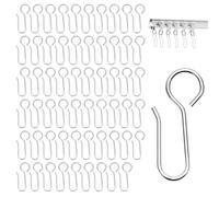 60PCS Shower Curtain Hooks, Metal Curtain Track Hooks, S Shaped Small Hooks, Stainless Steel Showers Curtain Rings, Drape Wire Accessories for Door, Window, Bathroom