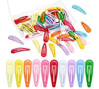 60Pcs Snap Hair Clips for Girls, Gingbiss 2 inch No Slip Colorful Metal Hair Barrettes with Storage Case for Girls Kids Teens Women, Cute Snap Hair Accessories for Fine/Thick Hair, 10 Assorted Colors