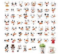 60PCS Snowman Face Stickers, Snowman Face Vinyl Stickers, Christmas Wall Decals, Cute Christmas Snow Man Wall Decals, Refrigerator Sticker, Window Cling Decal, Xmas Decorations for Craft, Water Bottle