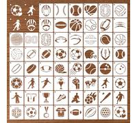 60Pcs Sport Stencils for Crafts on Wood Burning Patterns, 3*3 Inch Football Volleyball Reusable Wall Stencils for Painting, Art Painting on Wood Wall Canvas Template for DIY Canvas Art Projects Walls