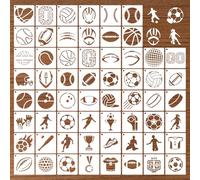 60Pcs Sport Stencils for Crafts on Wood Burning Patterns, Football Volleyball Reusable Wall Stencils for Painting, Art Painting on Wood Wall Canvas Template for DIY Canvas Art Projects Walls（ 3*3 Inch