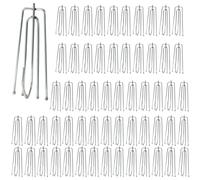 60pcs Stainless Steel Drapery Hooks and Pin for Pleated Drape 4 Prong Curtain Pole for Window Door Bathroom Curtain Hook and Pen