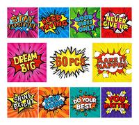 60PCS Superhero Motivational Cards, 10 Designs Inspirational Wall Decorative Sign Positive Word Cards Colorful Accents Set for Middle High School Bulletin Board Classroom Home Students (5.5” Each)