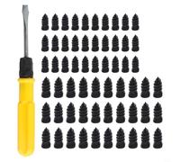 60PCS Tubeless Tire Repair Kit with Rubber Screw Nails and Screwdriver, 2 Sizes Puncture Set for Car Motorcycle Truck For Bike, Portable Storage Box Included for