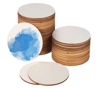 60pcs Unfinished Round Wood Slices for Home Decor Crafts, Khaki | Poplar Build, Double Sided Canvas, Ready to Use without Sanding, for Artists Teachers Workshops