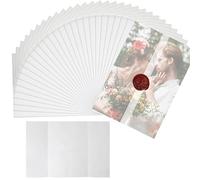 60pcs Vellum Paper for Wedding Invitations - Pre-Folded A5 Vellum Jackets 15 x 21 cm Invitation Sleeves Envelope Liners Translucent 115 GSM