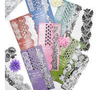 60Pcs Vintage Big Size Lace Scrapbook Waterproof Stickers Decorative White Black Lace Flower Butterfly Leaf Frame Aesthetic Sticker for DIY Diary Planner Bullet Junk Journal Scrapbook Supplies